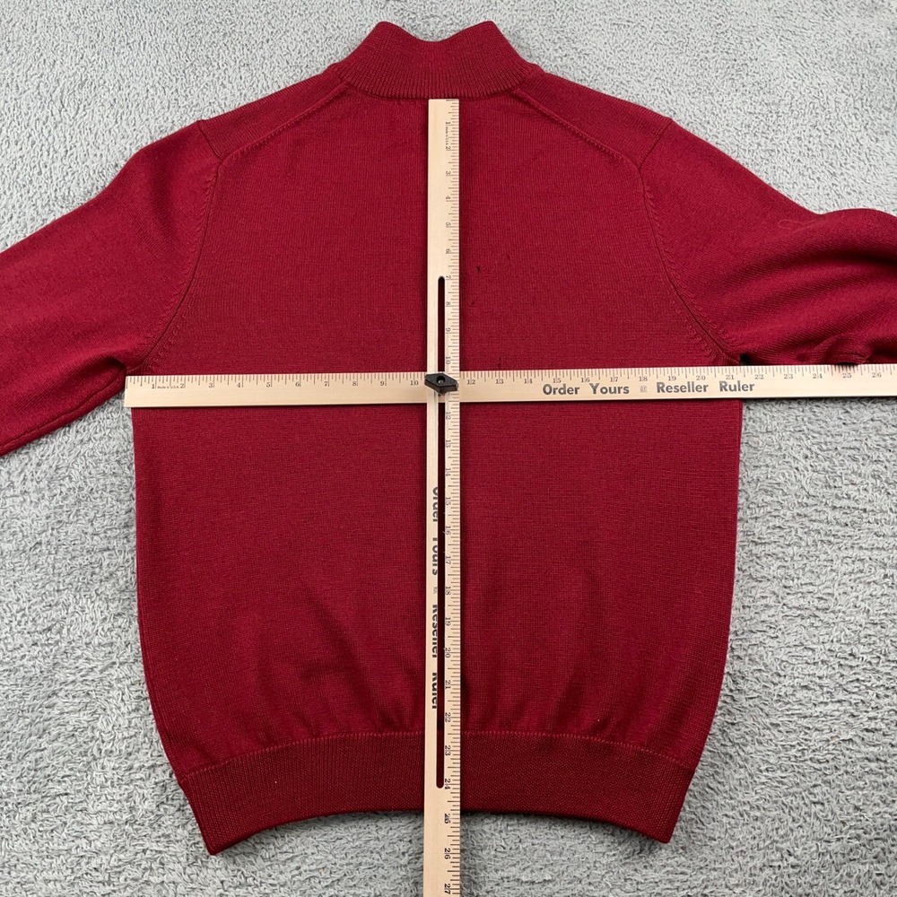 Brooks Brothers Sweater Mens Medium Red 1/4 Zip Italian Merino Wool Pullover - Picture 6 of 11